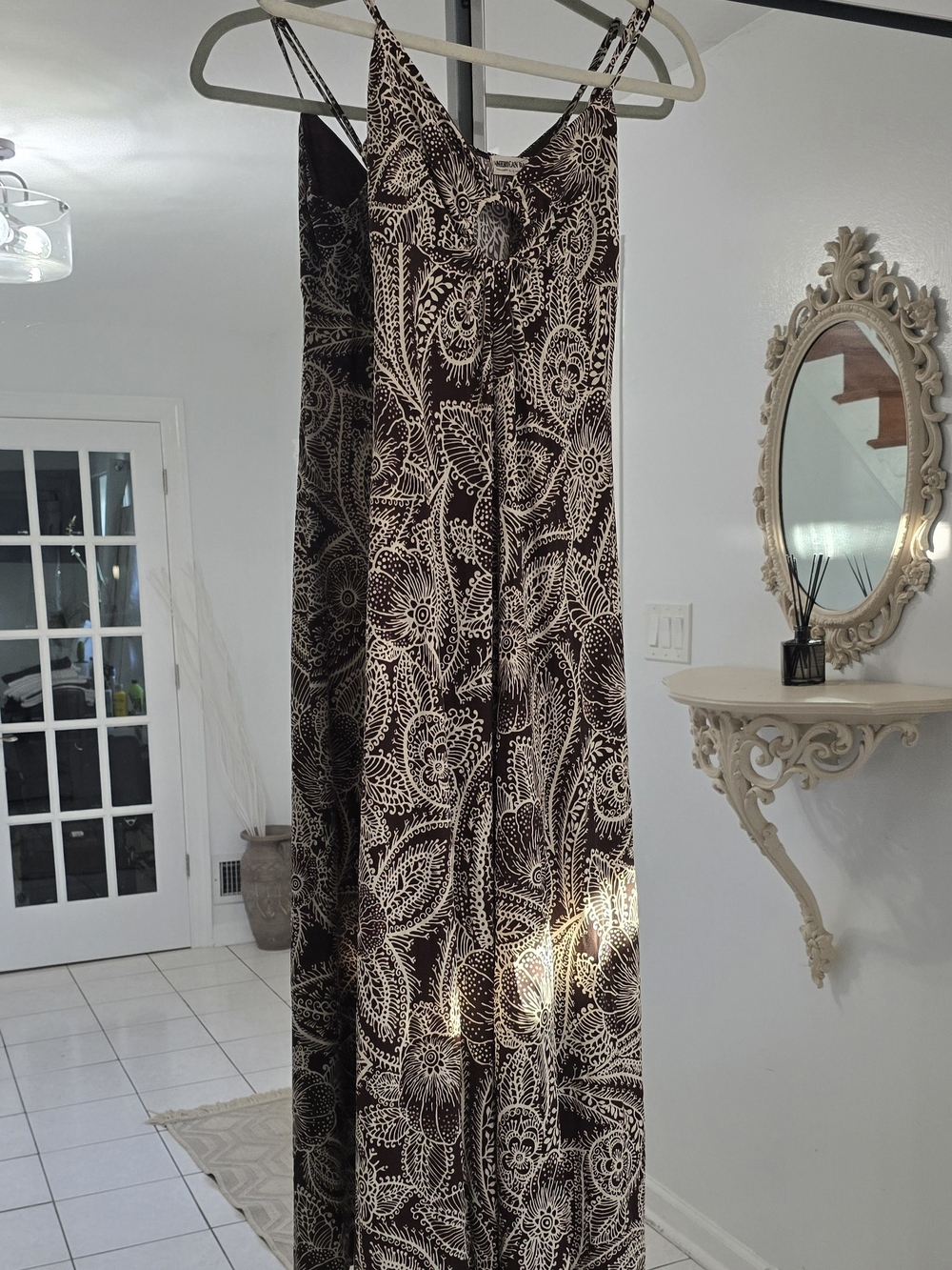 American Rag Brown and Cream Paisley Maxi Dress